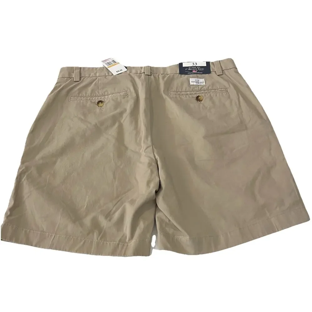 NWT Vineyard Vines Mens 33 Tan Chino Breaker Shorts Classic Fit Coastal Prep